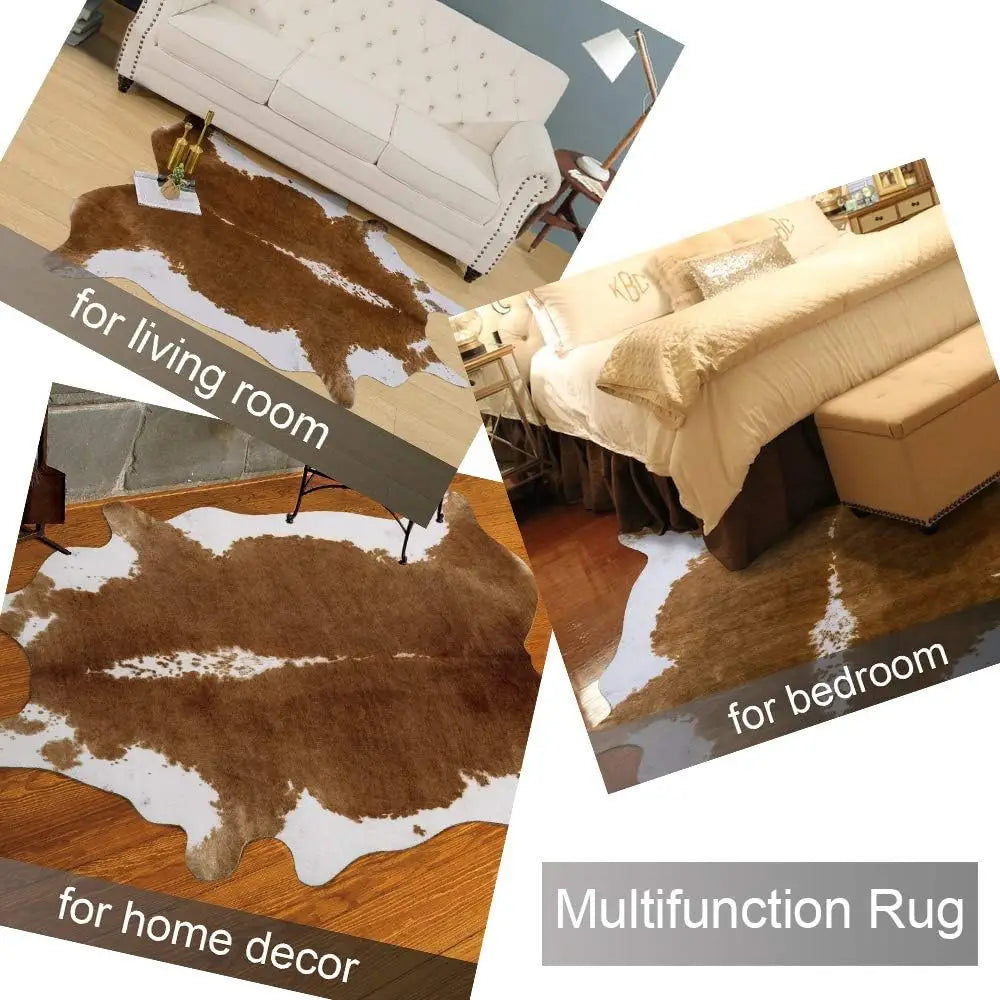 Faux Fur Animal Cow Hide Carpet, Sturdy and Large Size Cow Print Rugs, Suitable for Bedroom Living Room Western Decor, & More