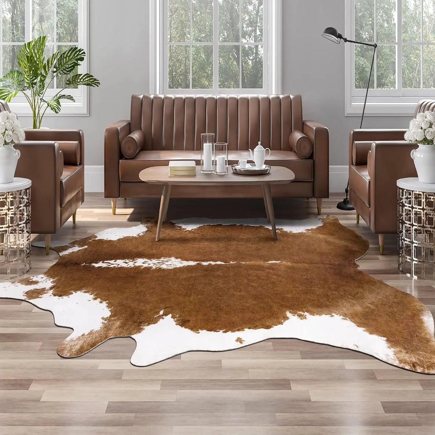 Faux Fur Animal Cow Hide Carpet, Sturdy and Large Size Cow Print Rugs, Suitable for Bedroom Living Room Western Decor, & More