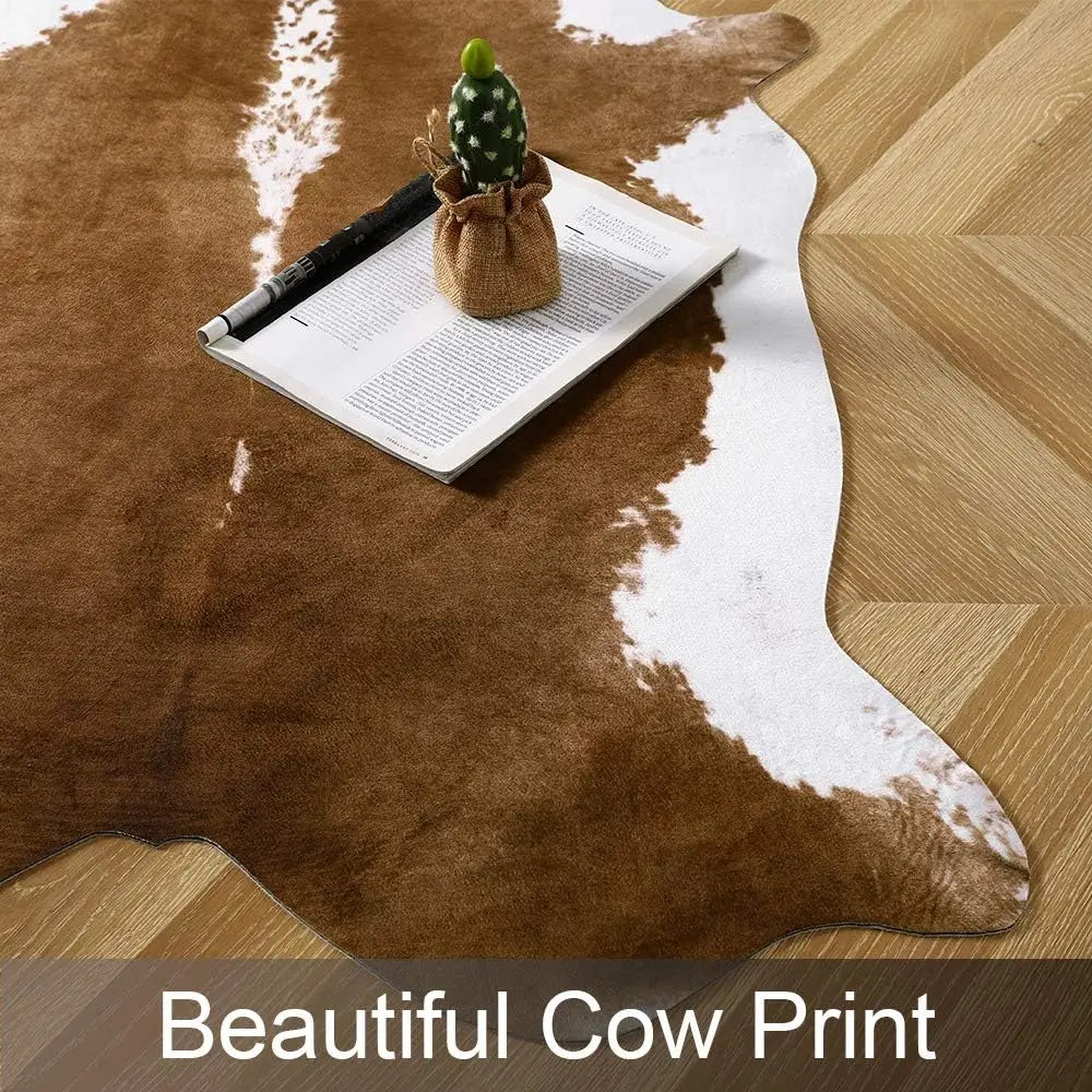 Faux Fur Animal Cow Hide Carpet, Sturdy and Large Size Cow Print Rugs, Suitable for Bedroom Living Room Western Decor, & More