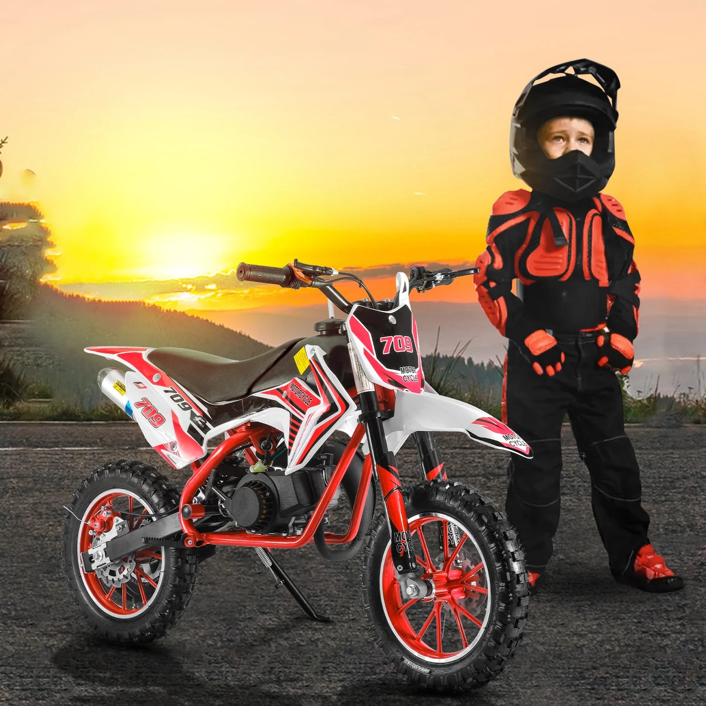 49cc 2-Stroke Kids Dirt Bike , Gas Power Motocross, Off Road Mini Motorcycle,