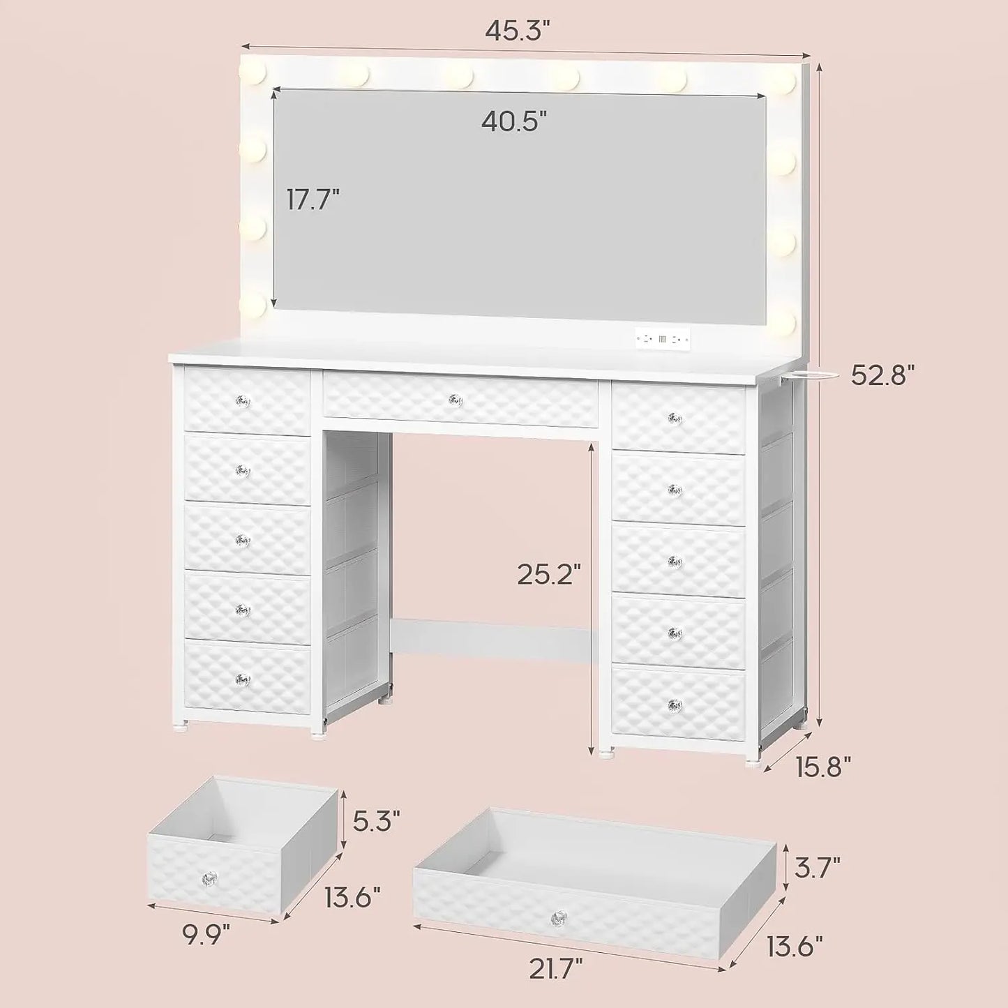 Vanity with Extra Large Mirror and Lights