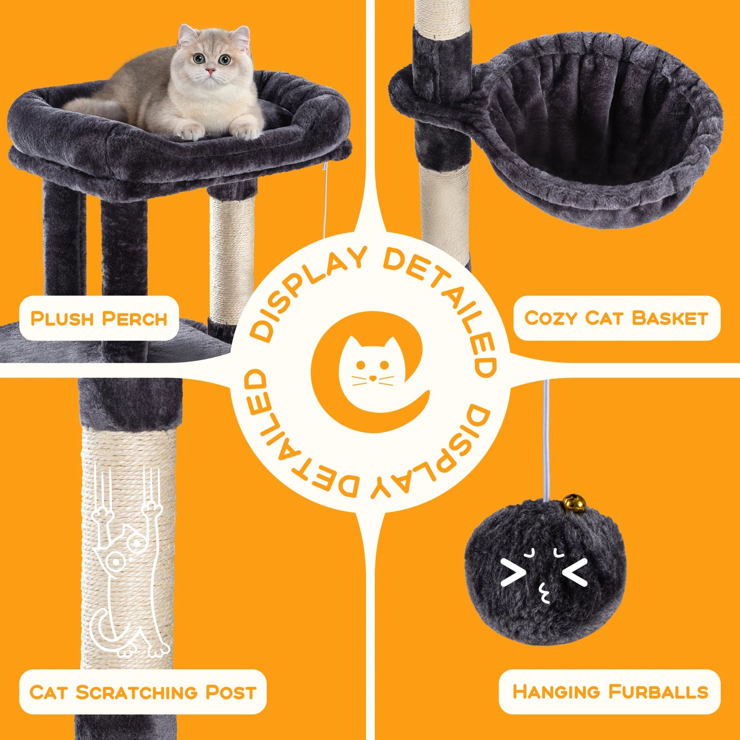 Multi-Level Cat Condo with Sisal Scratching Posts and Board