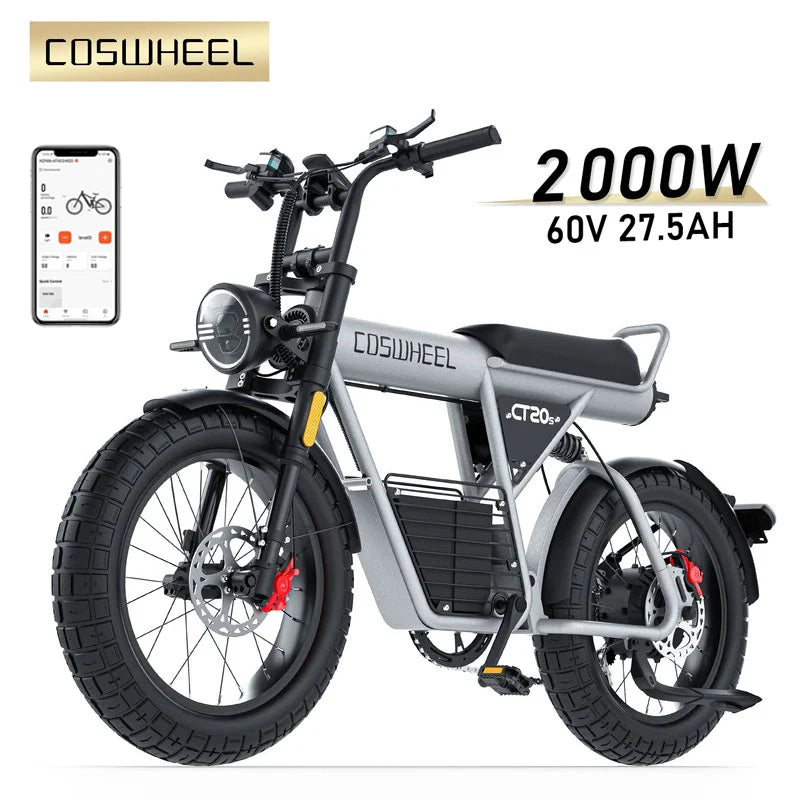 Coswheel Electric Bike For Adult
CT20S 2000W/1500W Mountain bike Electric Motorcycle 60V 27.5Ah