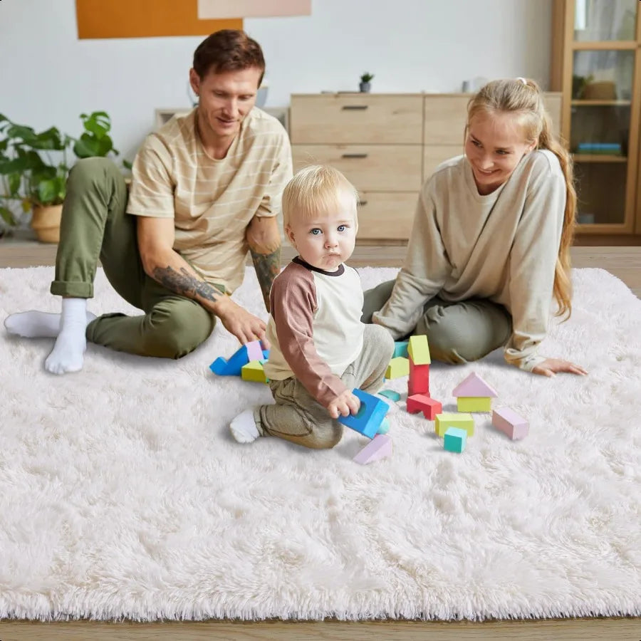 Soft, Fluffy, Shaggy, Cream White Carpet Runner