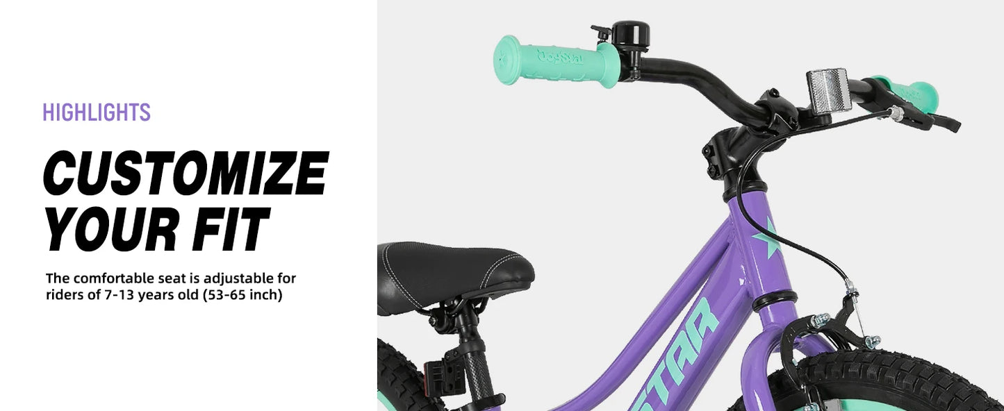Bike For Girls & Boys Ages 6-10
andbrake,Purple