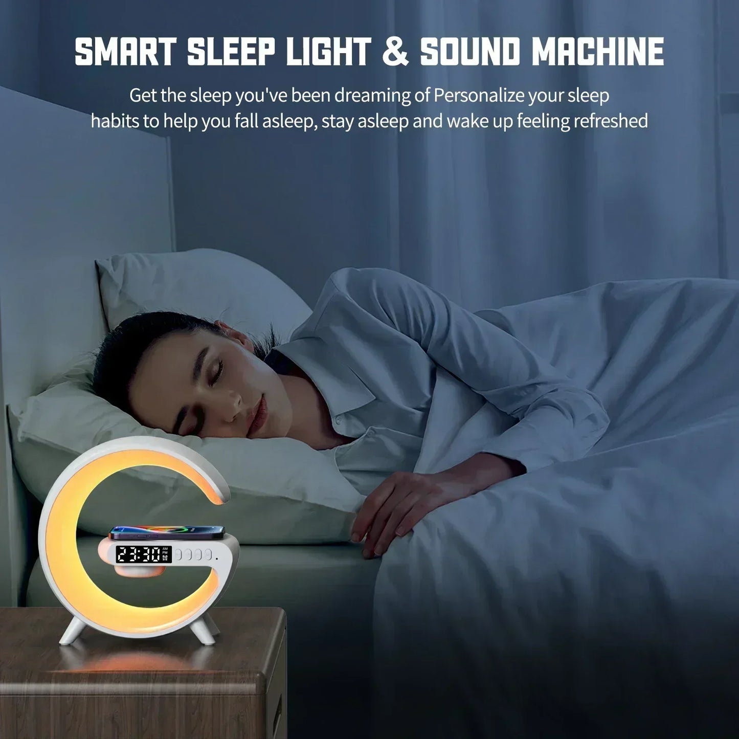 Christmas Gift 5.9" Fast Wireless Charger Desktop Stand Bluetooth Speaker TF Clock