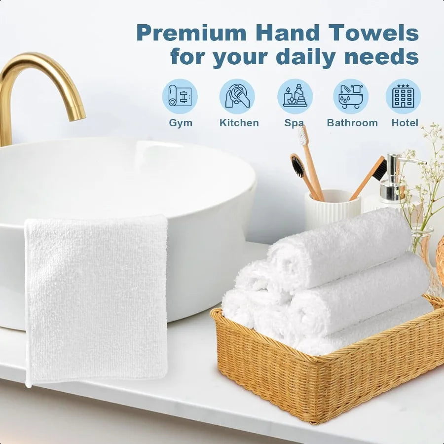 Washcloths Towel Pack of 24 12" x 12" Highly Absorbent and Soft
Face & ,Towels Wash Cloths for Bathroom, Gym,, Hotel Spa Fast Dry