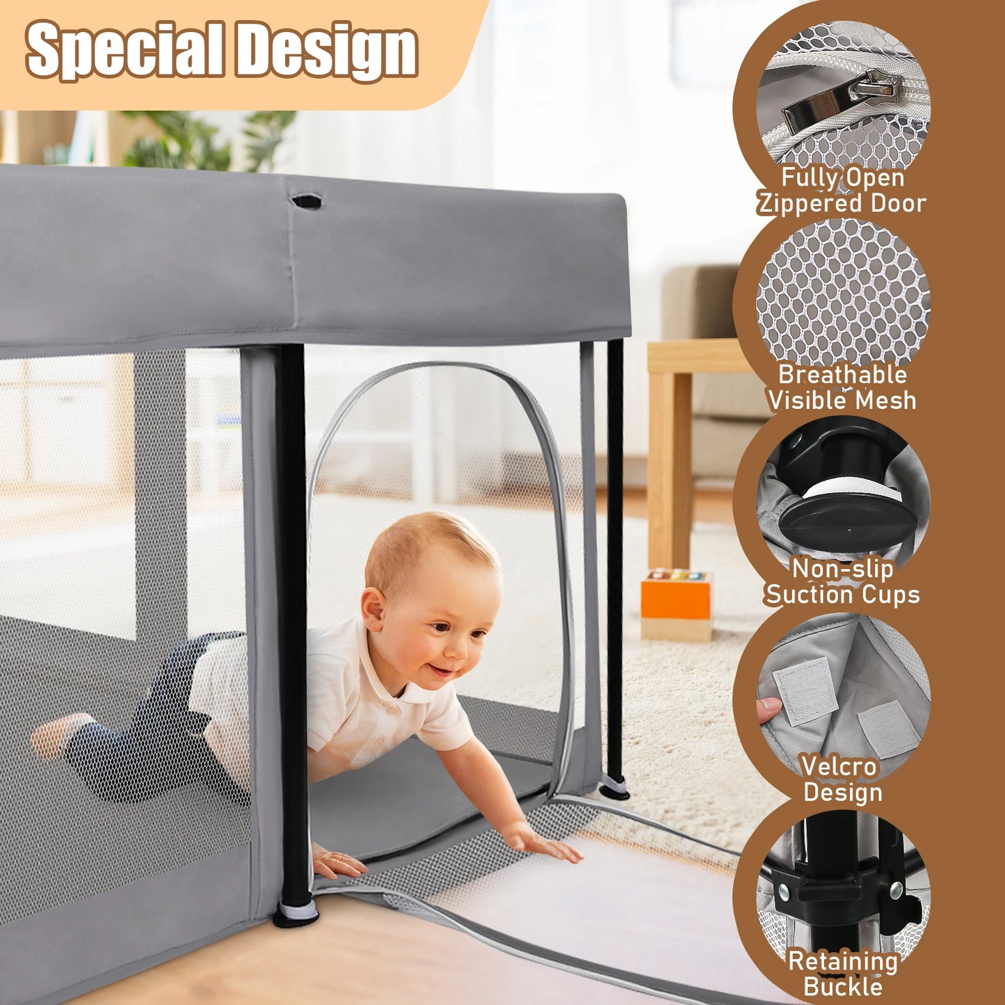 Foldable Baby Playpen 50x50 Inch