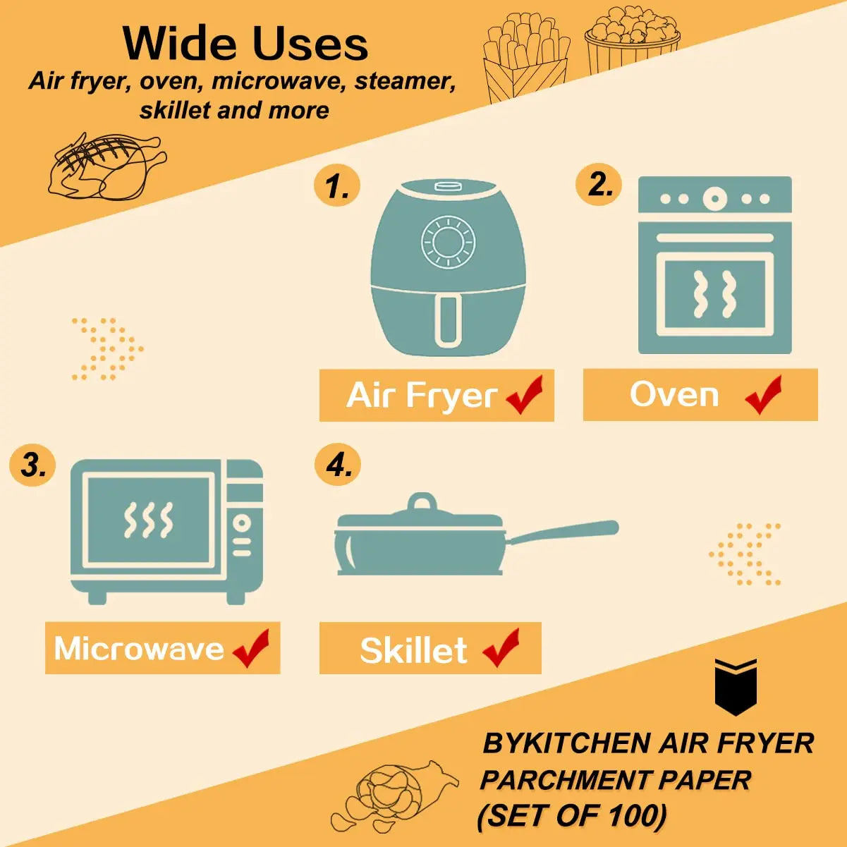 50/100PCS Disposable Air Fryer Paper Liners