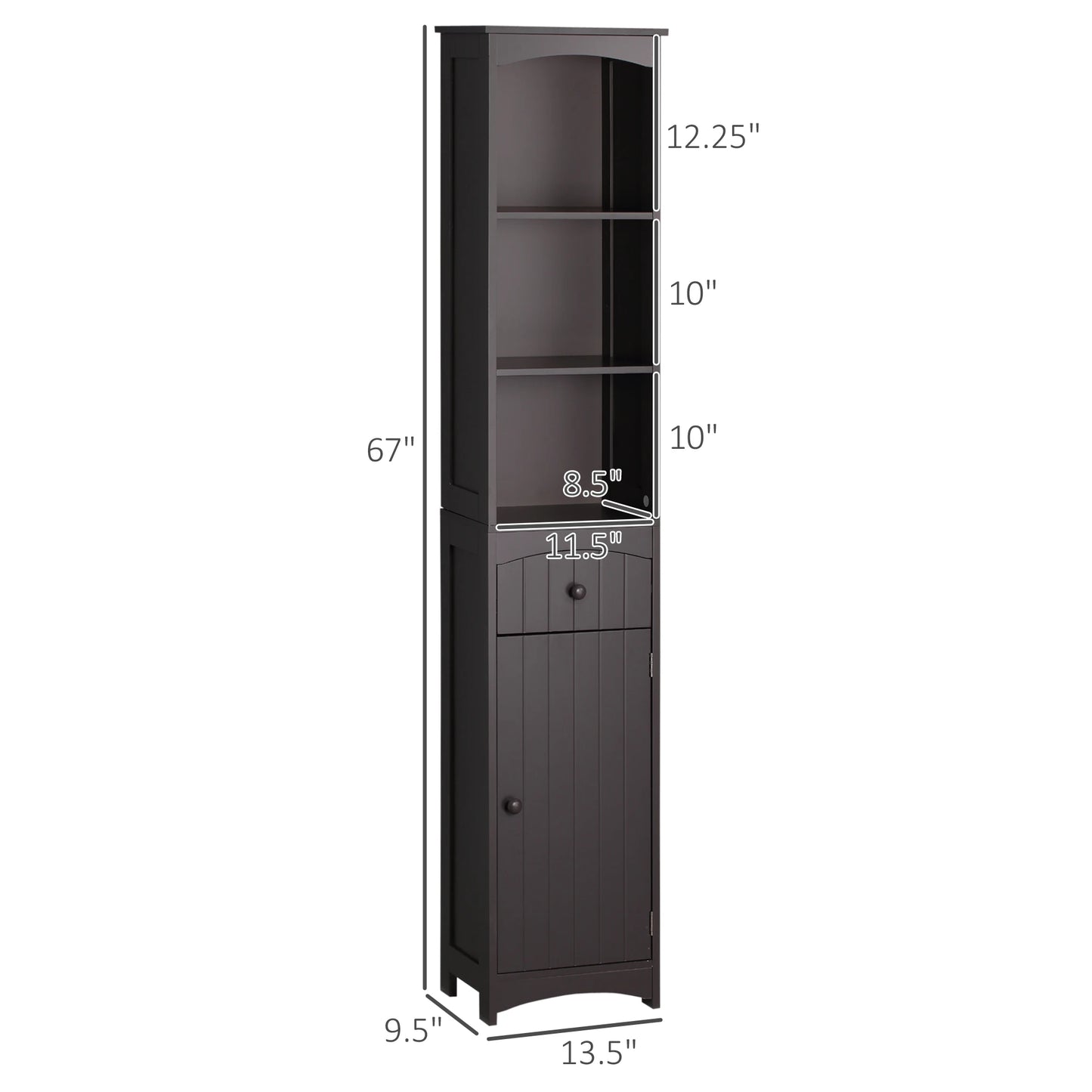 Tall Free Standing Bathroom Linen Tower W/ Shelf