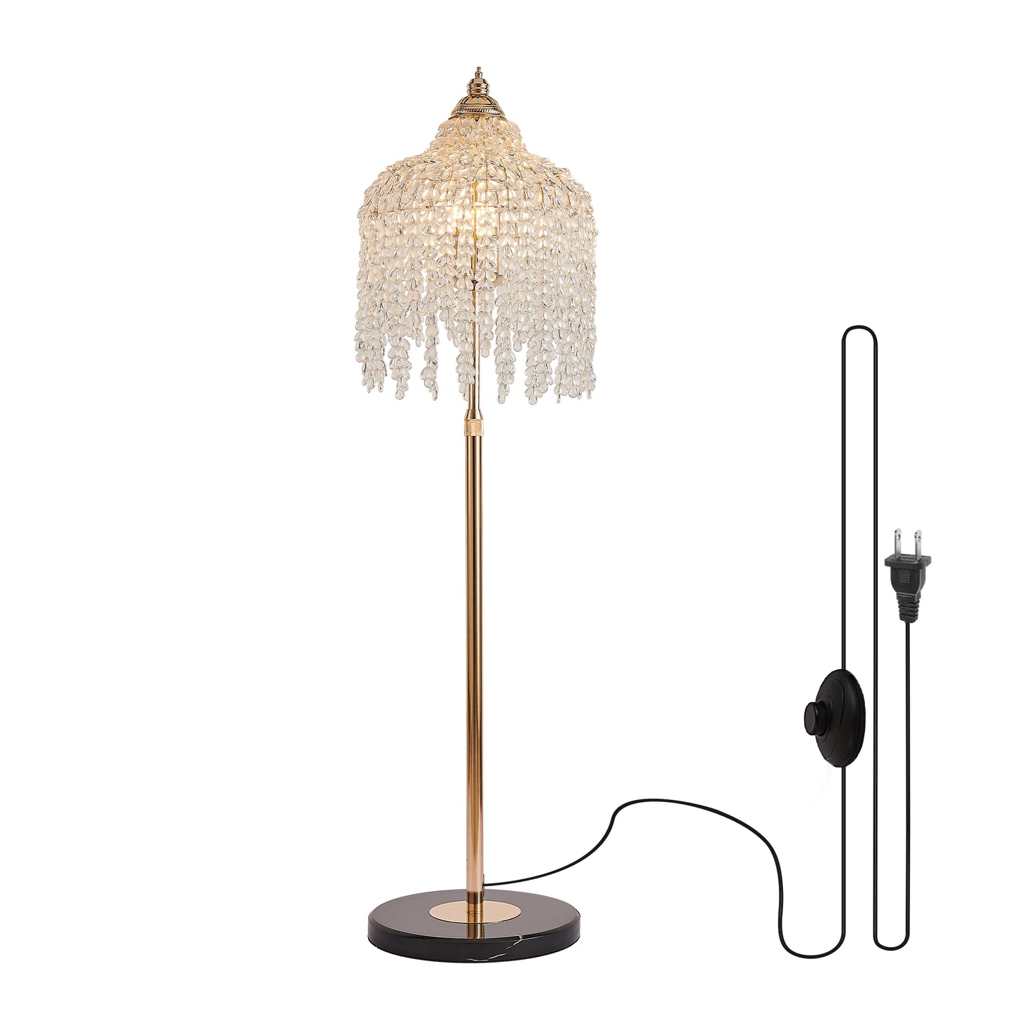 3-Light Elegant Crystal Floor Lamp