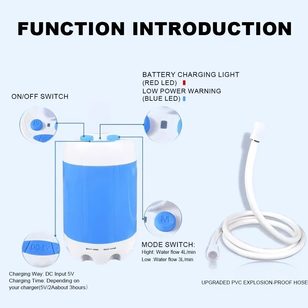 Portable USB Rechargeable shower head,
