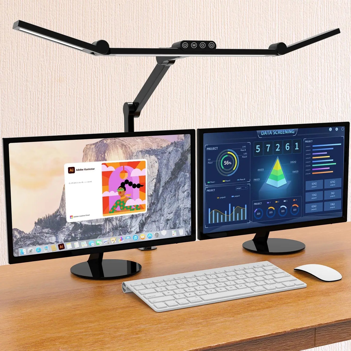 Architect Desk Lamp for Home Office with Atmosphere Lighting, 24W Ultra Bright Auto Dimming Desk Light