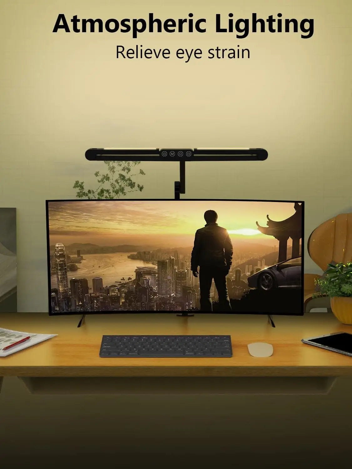 Architect Desk Lamp for Home Office with Atmosphere Lighting, 24W Ultra Bright Auto Dimming Desk Light