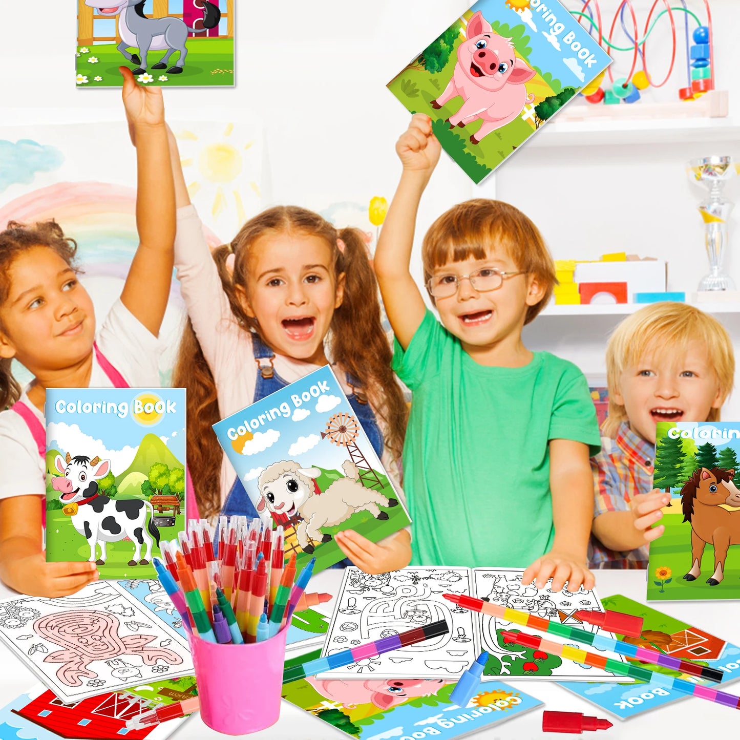 24Pcs Farm Animal Coloring Books for Kids Crayons Included
Crayons Included