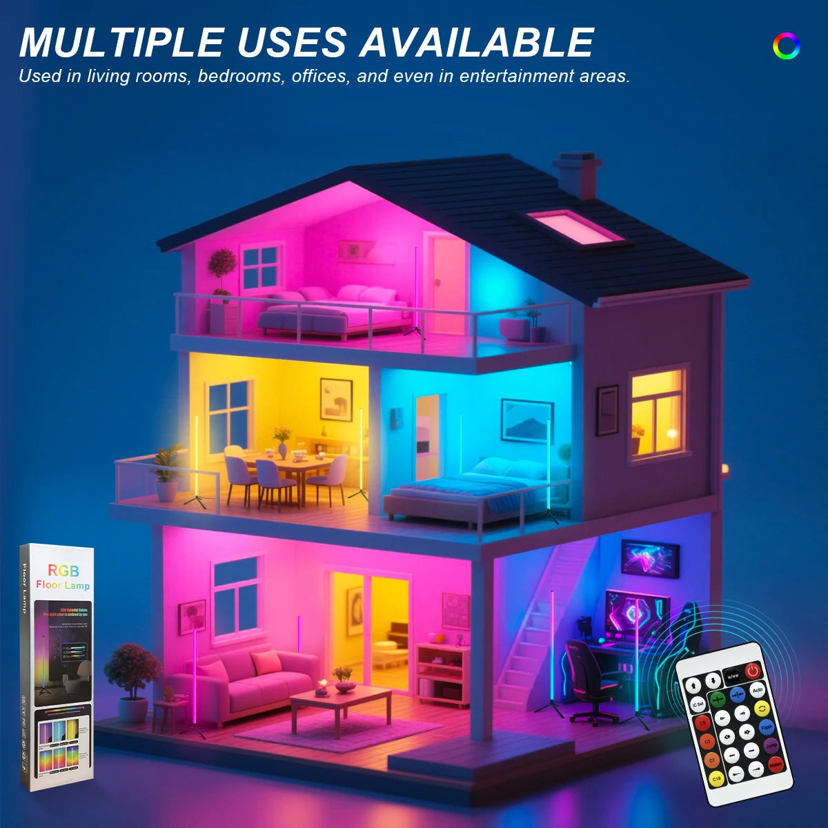 RGB floor lamp, music synchronization and random color