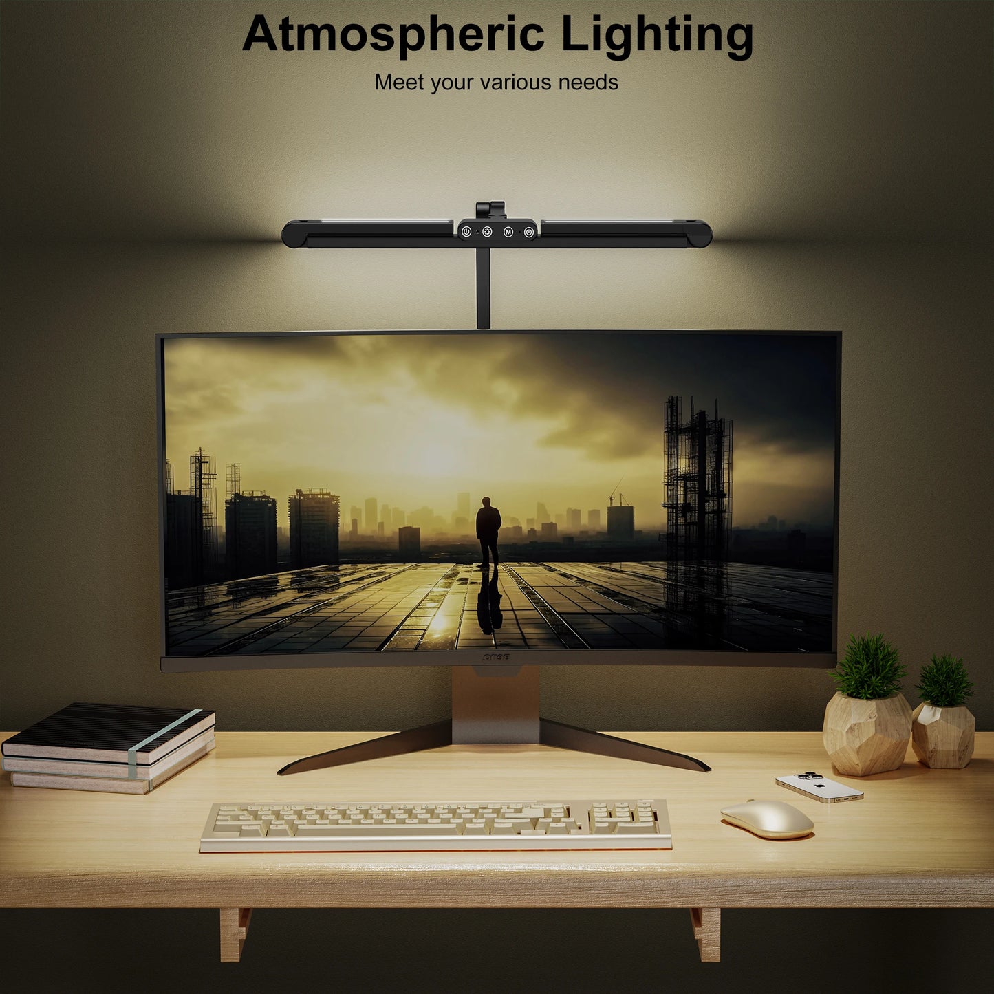 Architect Desk Lamp for Home Office with Atmosphere Lighting, 24W Ultra Bright Auto Dimming Desk Light
