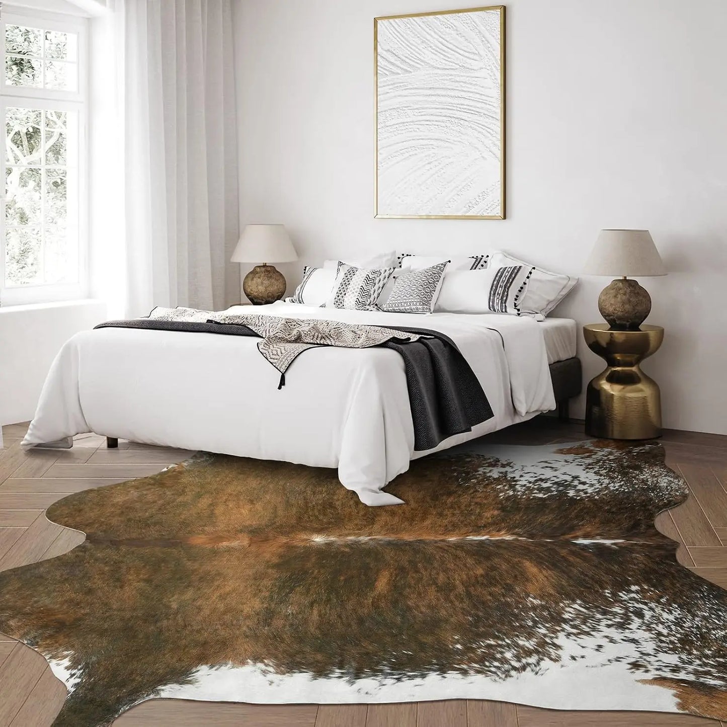 Faux Fur Animal Cow Hide Carpet, Sturdy and Large Size Cow Print Rugs, Suitable for Bedroom Living Room Western Decor, & More
