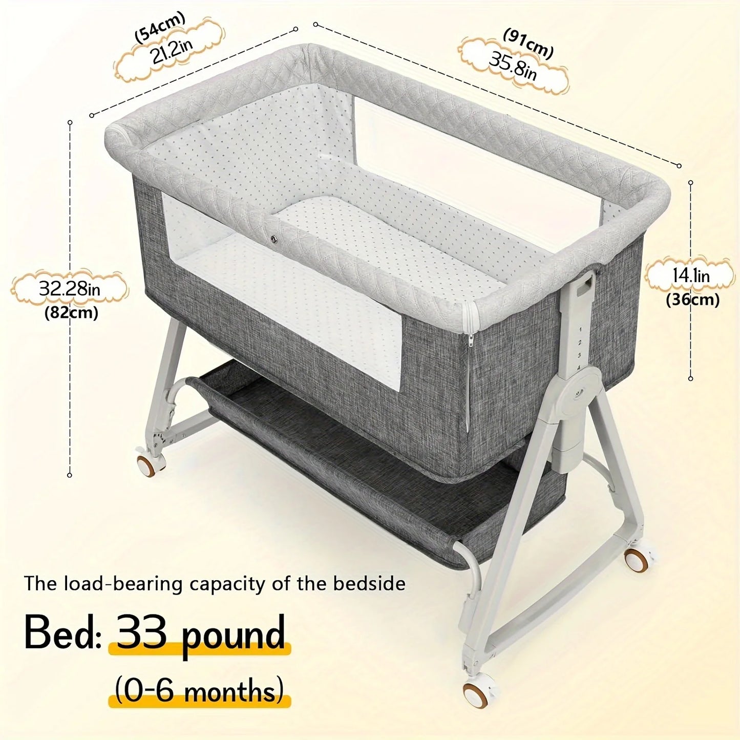 Baby Bedside Bassinet With Wheels