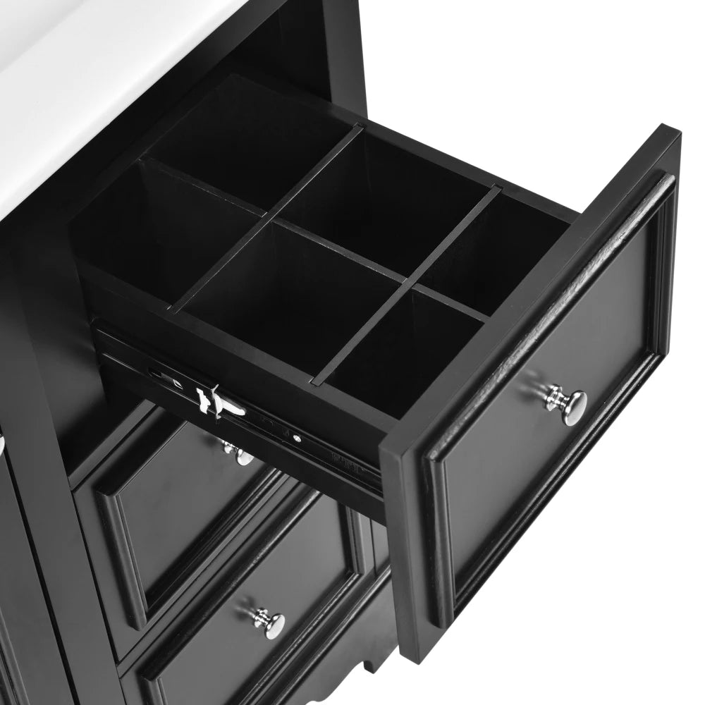 Modern Elegant Bathroom 30 Inch Vanity With Sink, Storage Cabinets, Drawers, and Adjustable Shelves