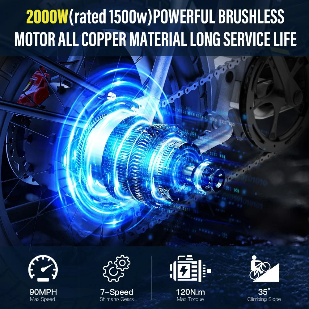 Coswheel Electric Bike For Adult
CT20S 2000W/1500W Mountain bike Electric Motorcycle 60V 27.5Ah