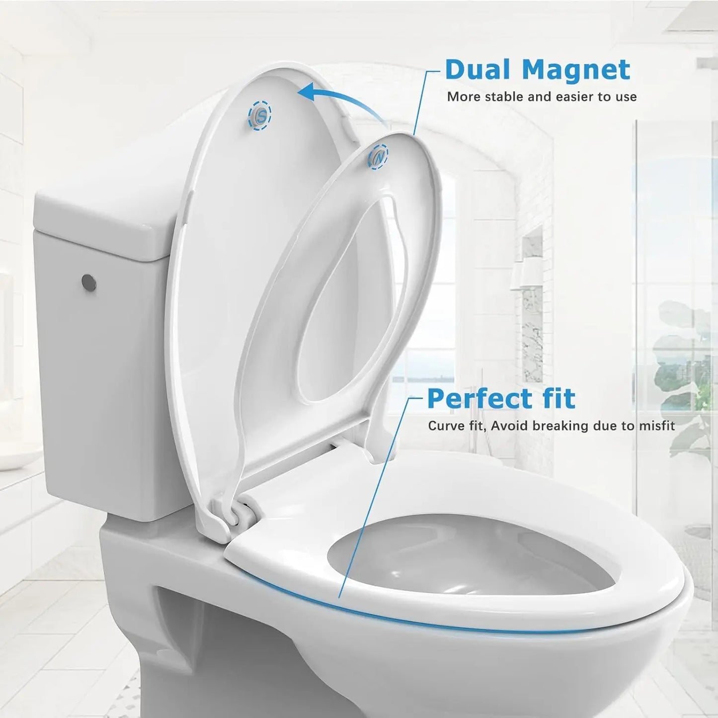 Adult Toilet Seat, Includes Potty Training Attachment