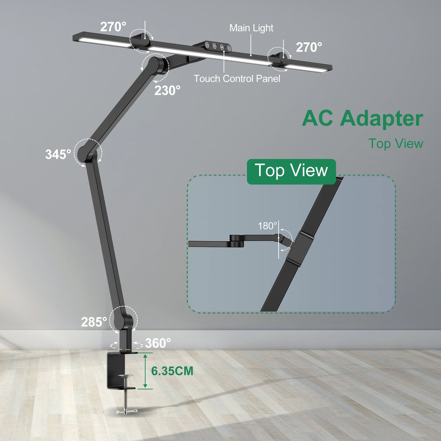 Architect Desk Lamp for Home Office with Atmosphere Lighting, 24W Ultra Bright Auto Dimming Desk Light