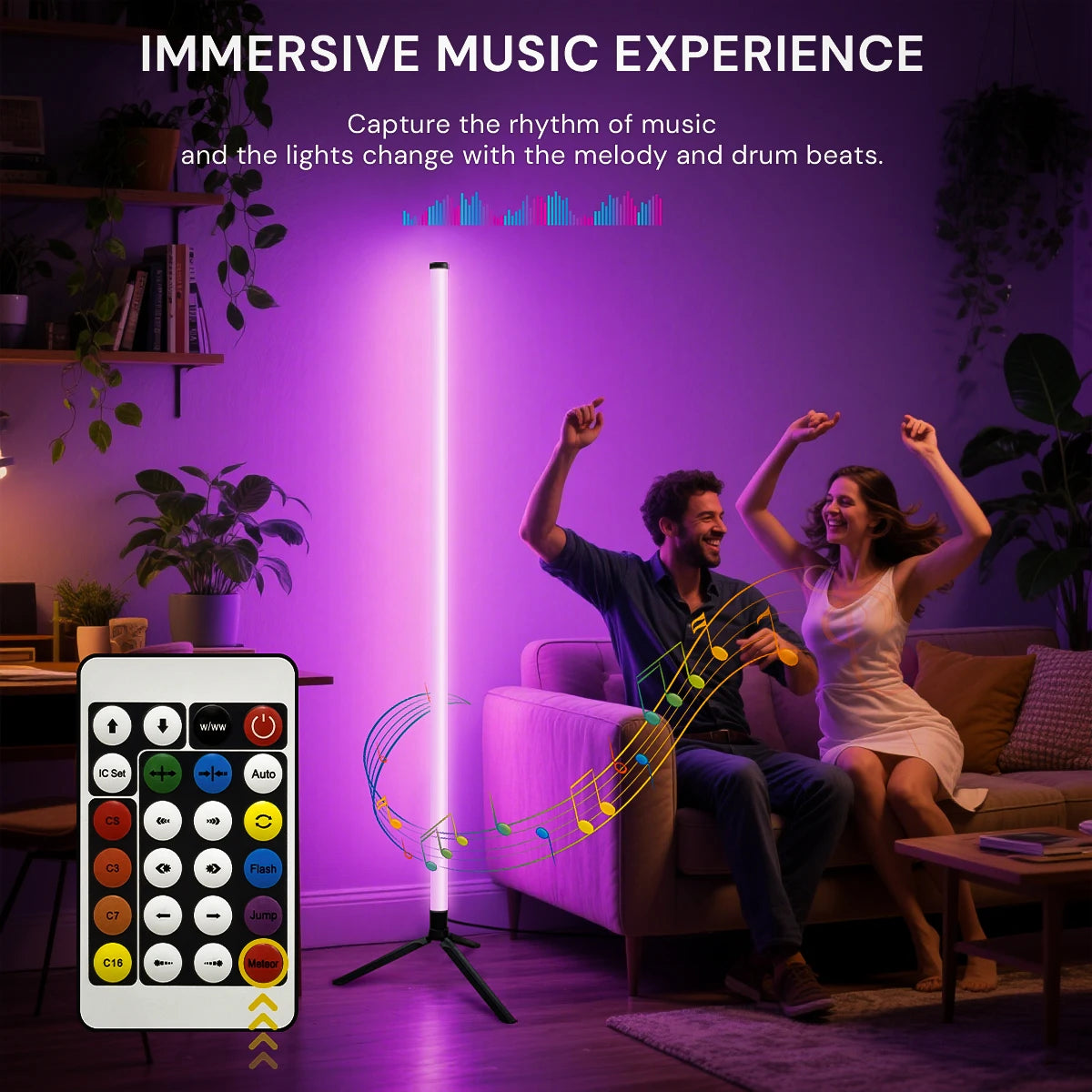 RGB floor lamp, music synchronization and random color