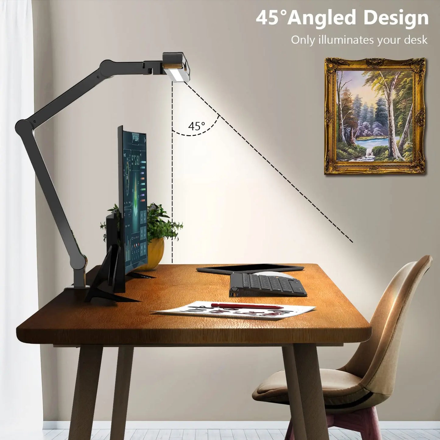 Architect Desk Lamp for Home Office with Atmosphere Lighting, 24W Ultra Bright Auto Dimming Desk Light