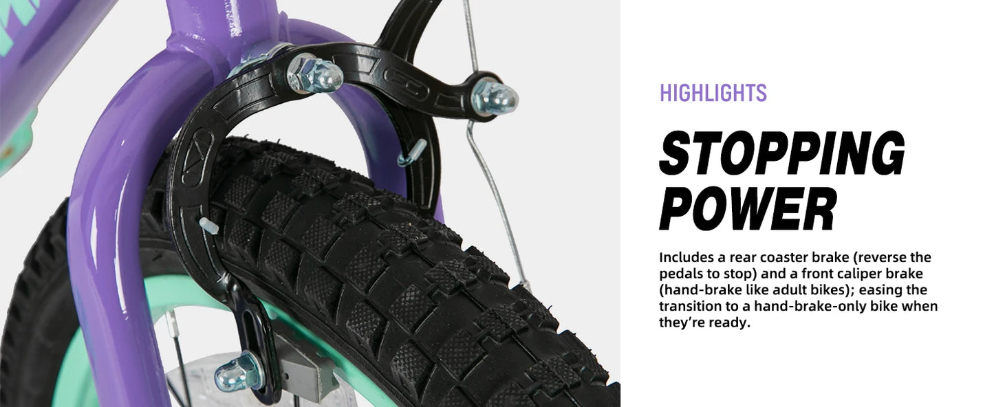 Bike For Girls & Boys Ages 6-10
andbrake,Purple