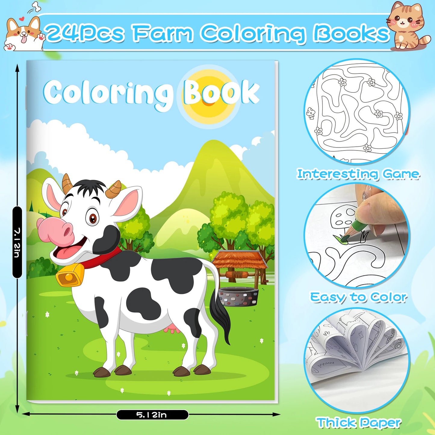24Pcs Farm Animal Coloring Books for Kids Crayons Included
Crayons Included