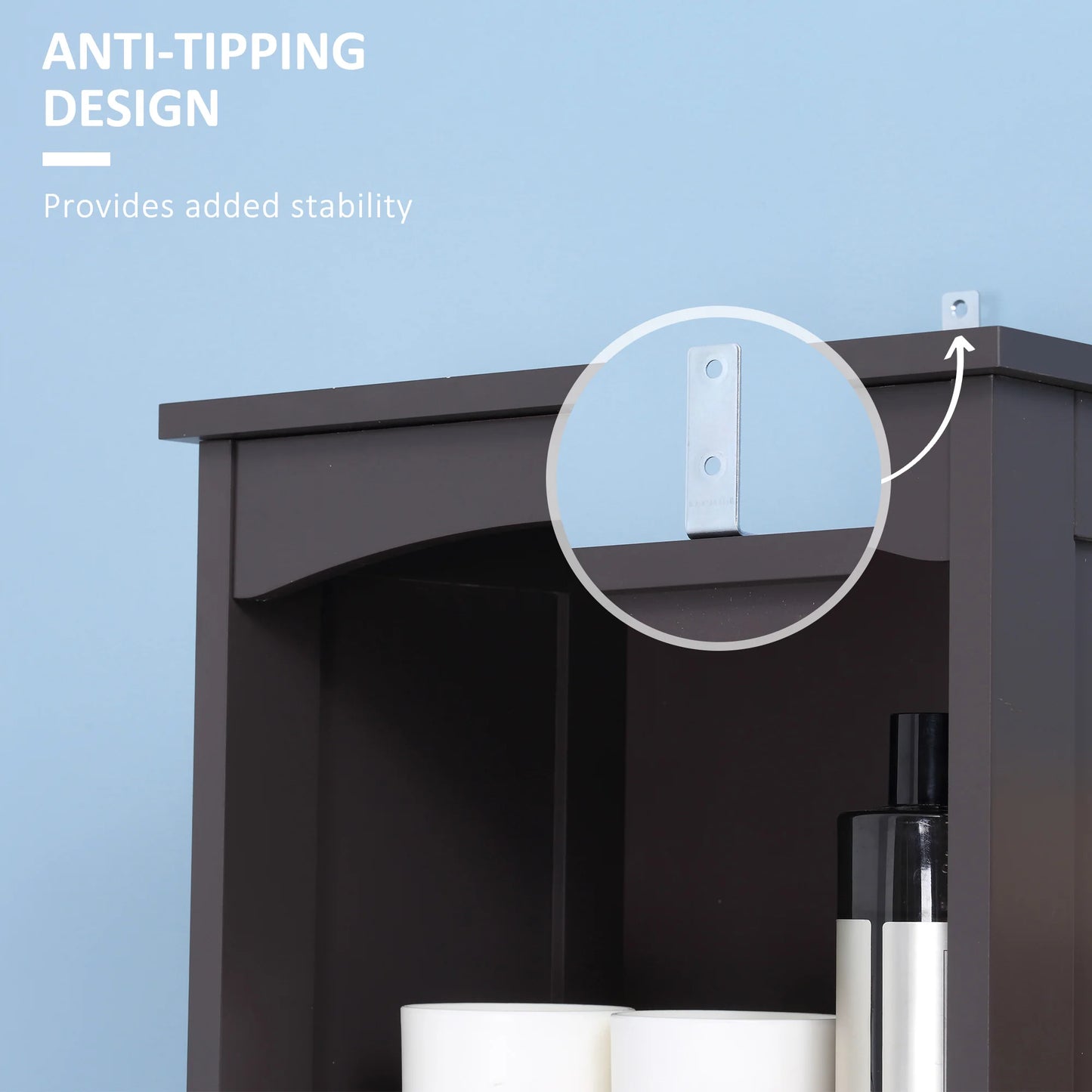 Tall Free Standing Bathroom Linen Tower W/ Shelf