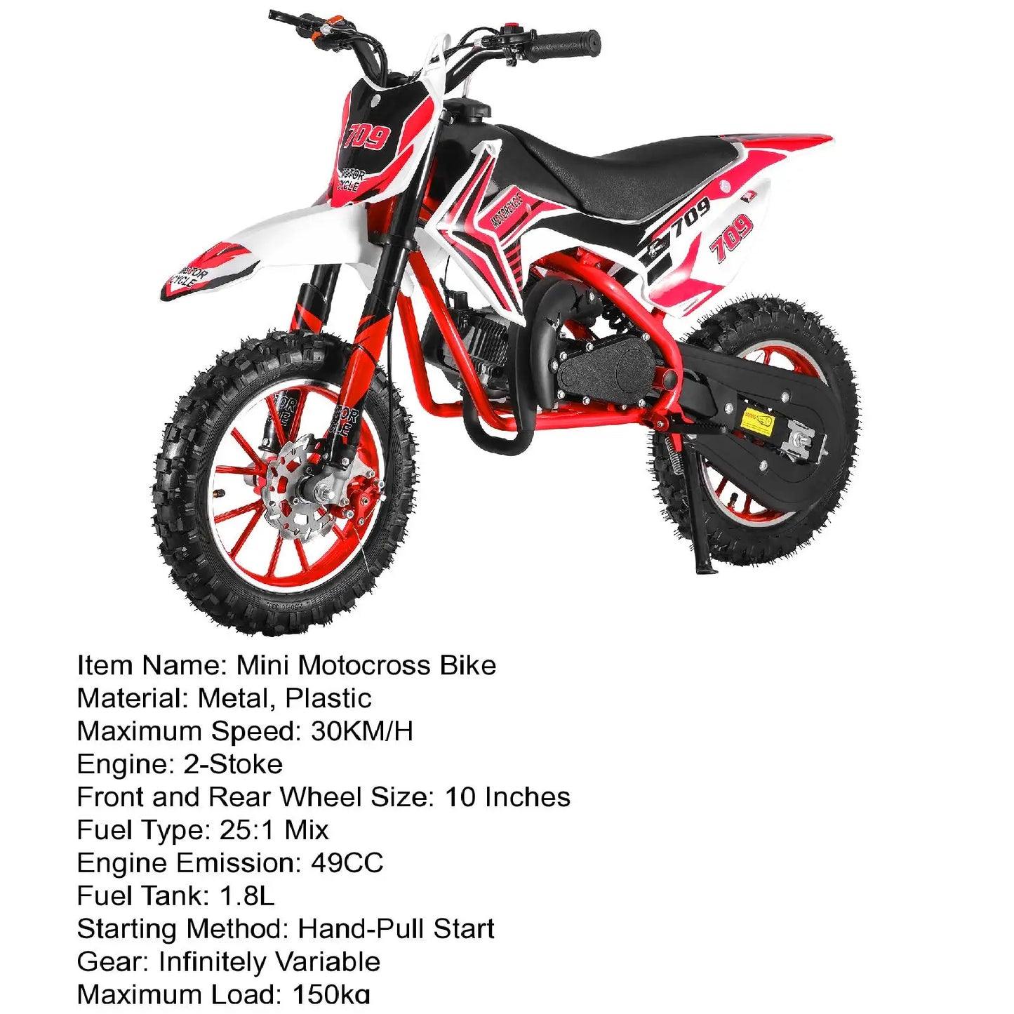 49cc 2-Stroke Kids Dirt Bike , Gas Power Motocross, Off Road Mini Motorcycle,