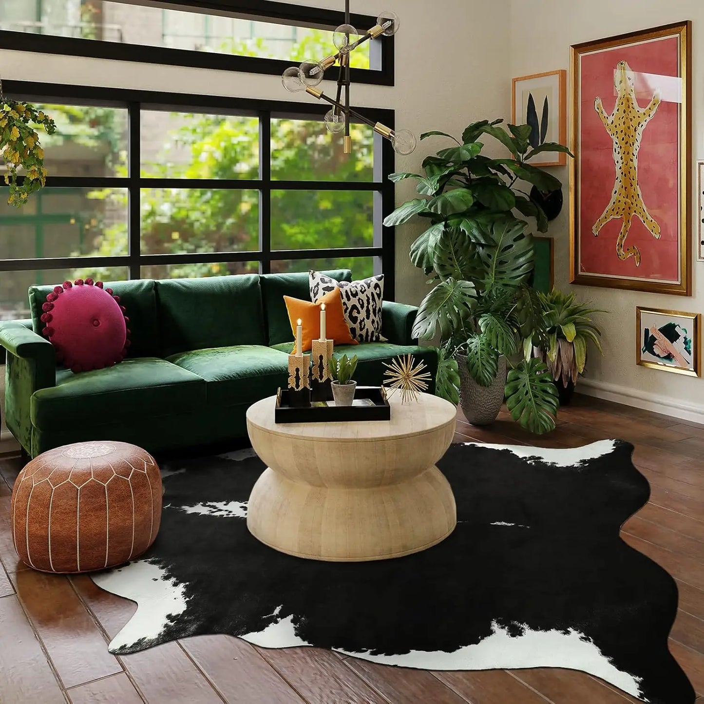 Faux Fur Animal Cow Hide Carpet, Sturdy and Large Size Cow Print Rugs, Suitable for Bedroom Living Room Western Decor, & More