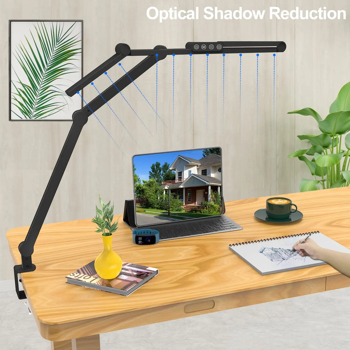 Architect Desk Lamp for Home Office with Atmosphere Lighting, 24W Ultra Bright Auto Dimming Desk Light