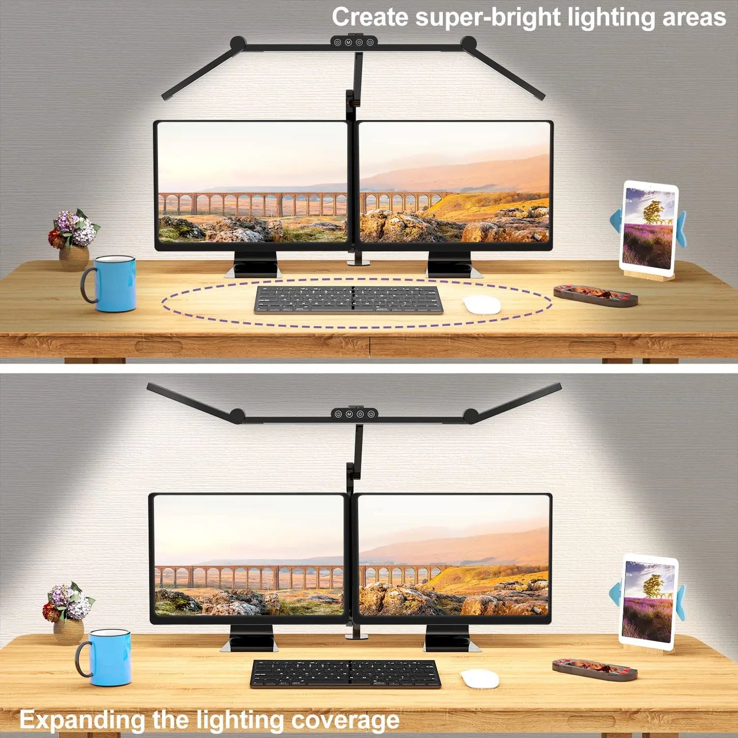 Architect Desk Lamp for Home Office with Atmosphere Lighting, 24W Ultra Bright Auto Dimming Desk Light