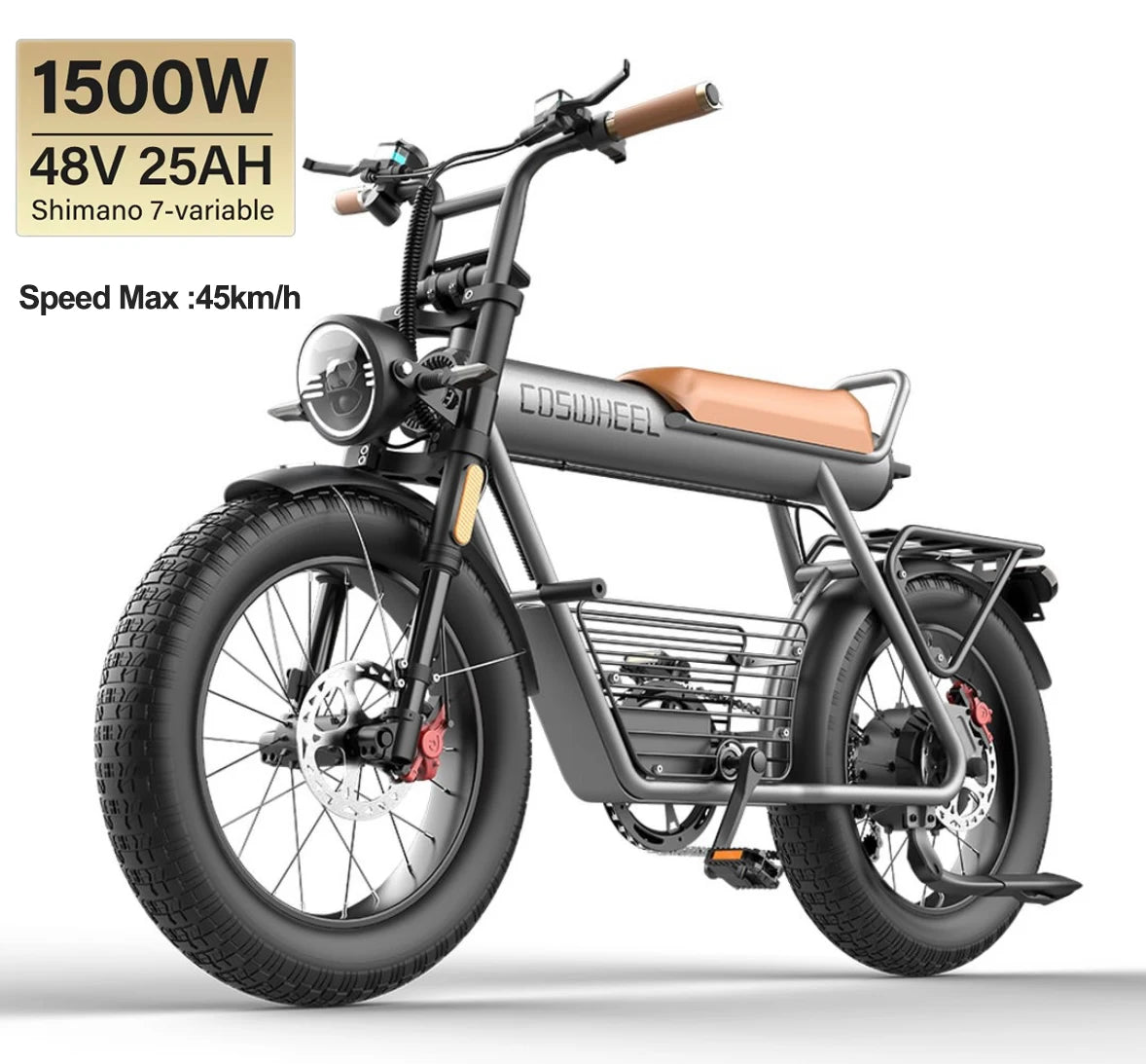 Coswheel Electric Bike For Adult
CT20S 2000W/1500W Mountain bike Electric Motorcycle 60V 27.5Ah