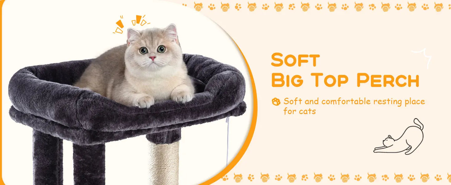 Multi-Level Cat Condo with Sisal Scratching Posts and Board