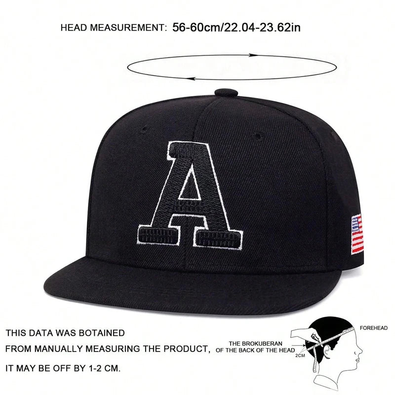 1piece Unisex Letter A Embroidered USA Flag Patch Hip-hop Hats