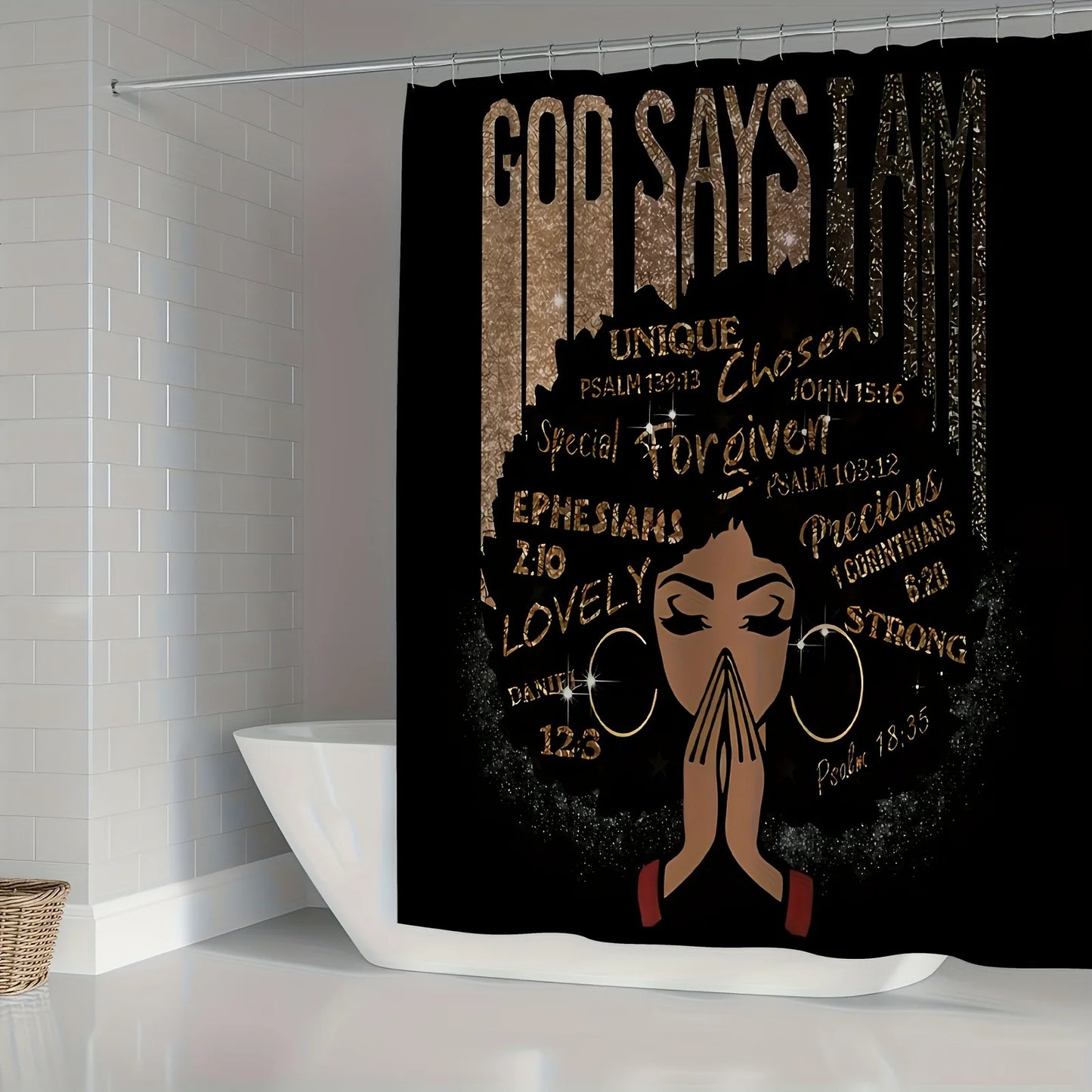 4PCS/set African-American Female Shower Curtain Set