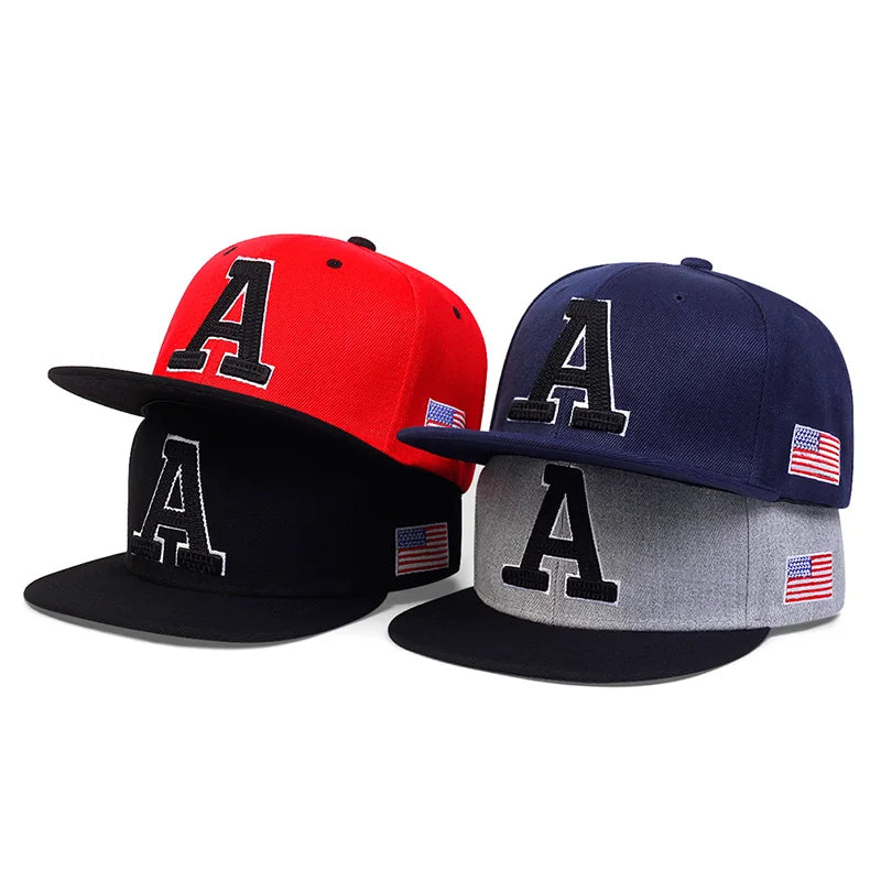 1piece Unisex Letter A Embroidered USA Flag Patch Hip-hop Hats