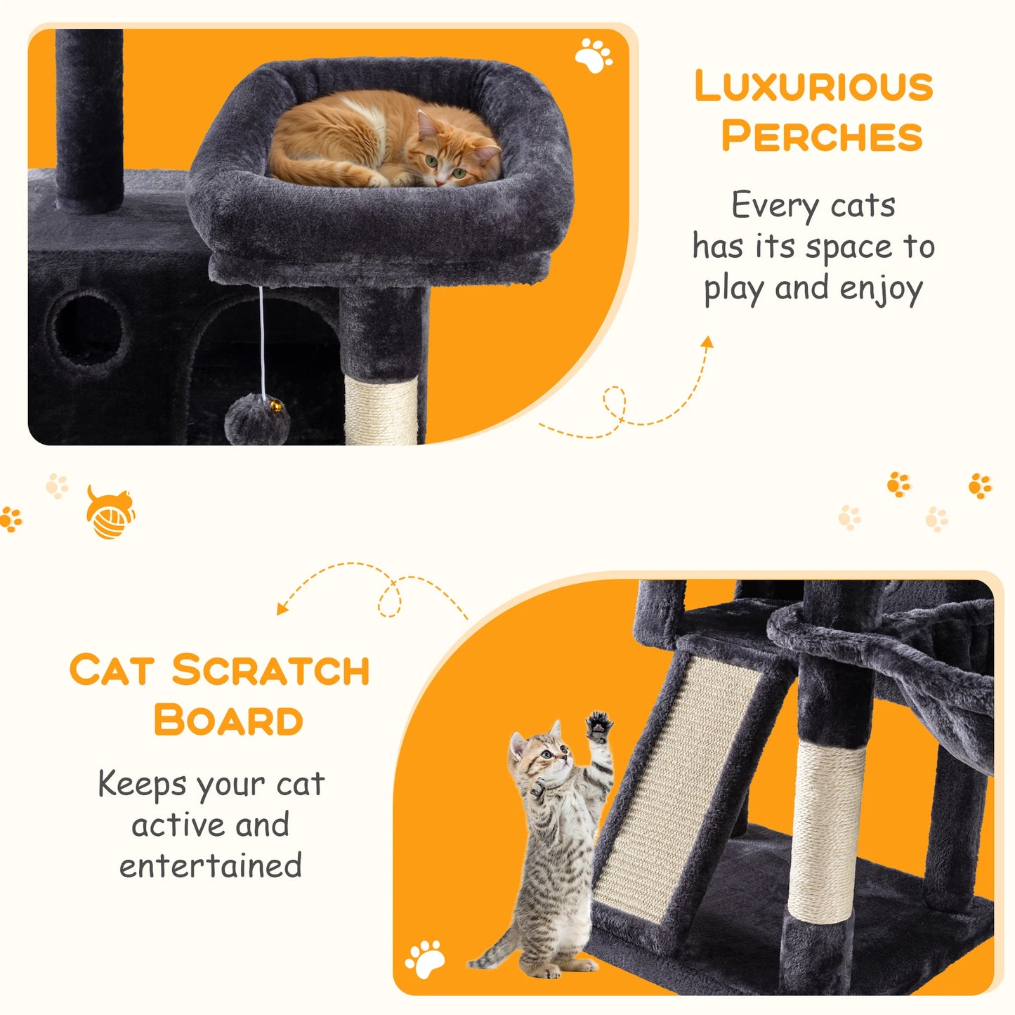 Multi-Level Cat Condo with Sisal Scratching Posts and Board