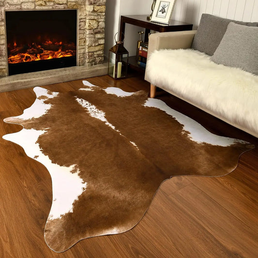 Faux Fur Animal Cow Hide Carpet, Sturdy and Large Size Cow Print Rugs, Suitable for Bedroom Living Room Western Decor, & More