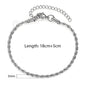 2/3/4/5mm Stainless Steel Twisted Rope Chain Bracelets, adjustable 18cm+5cm