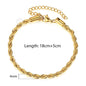 2/3/4/5mm Stainless Steel Twisted Rope Chain Bracelets, adjustable 18cm+5cm