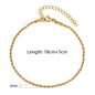 2/3/4/5mm Stainless Steel Twisted Rope Chain Bracelets, adjustable 18cm+5cm