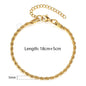 2/3/4/5mm Stainless Steel Twisted Rope Chain Bracelets, adjustable 18cm+5cm