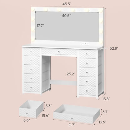 Vanity with Extra Large Mirror and Lights