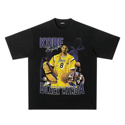 Kobe Bryant Portrait NBA Lakers Star
 Black Mamba Basketball Summer 
Short-sleeved T-shirt Men's and Women's Jerseys Loose Jerseys