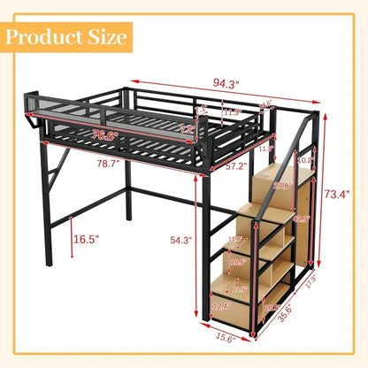 Full Size Loft Bed with Stairs, Storage and Sofa , Great HideAway For Kids